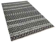 Beliani Kožený koberec 140 x 200 cm černý s béžovým FEHIMLI