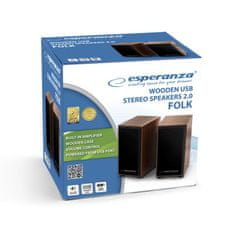 Esperanza Reproduktory USB Folk EP122 hnědé/dřevěné