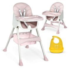 Ricokids Dětská jídelní židle Milo + bryndák | růžová