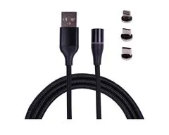 KOMA Magnetický kabel 3v1, USB-A na microUSB/ USB-C / Lightning, 1 metr