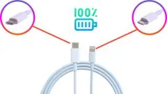 KOMA Synchronizační a nabíjecí kabel USB-C / Lightning konektor pro Apple - 2m, bílý