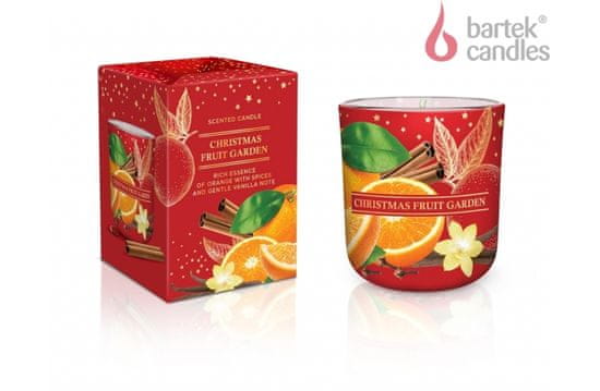 Bartek Vánoční svíčka ve skle CHRISTMAS FRUIT GARDEN - orange with spices and gentle vanilla note 150g
