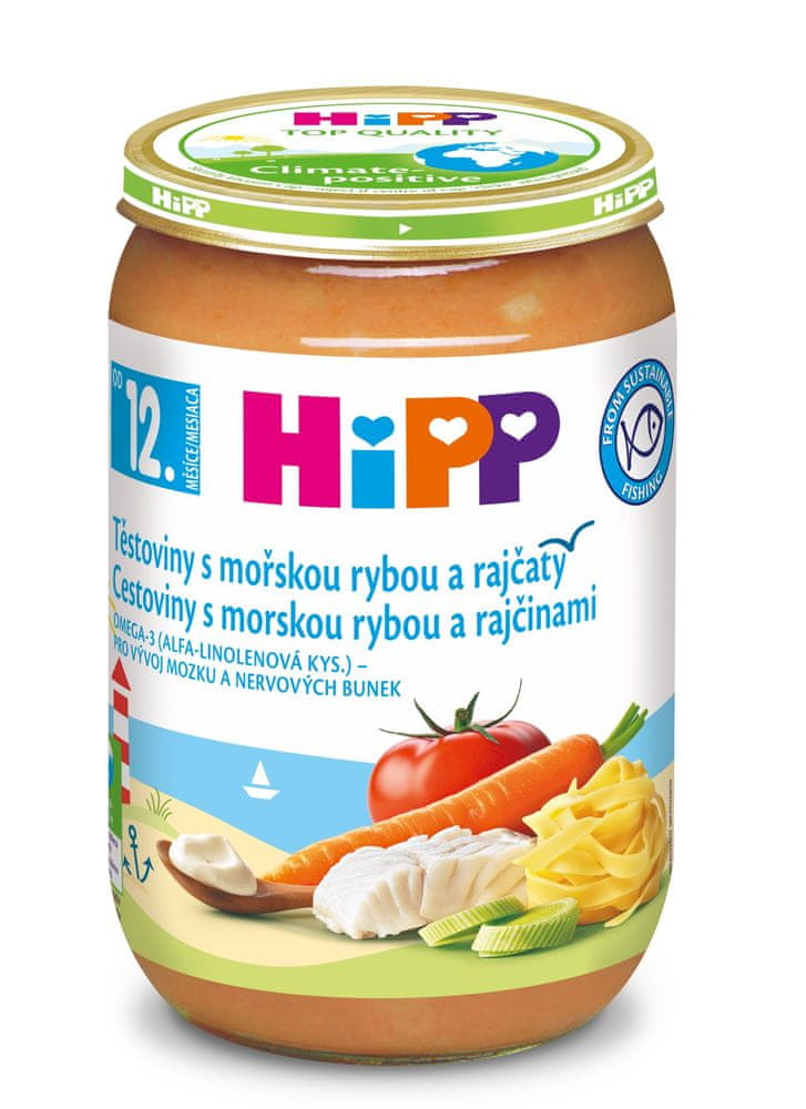 Levně HiPP Těstoviny s mořskou rybou a rajčaty