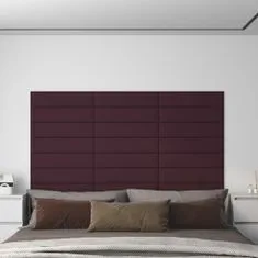 Greatstore Nástěnné panely 12 ks fialové 60 x 15 cm textil 1,08 m²