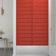 Greatstore Nástěnné panely 12 ks červené 60 x 15 cm umělá kůže 1,08 m²