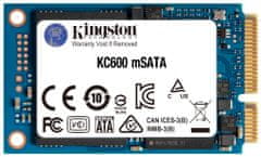 Kingston KC600 256GB SSD / mSATA / Interní /
