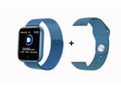 Bomba Smart hodinky s kovovým + silikonovým řemínkem v balení T80S Barva: Modrá