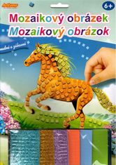 Artlover  Mozaikový obrázek Běžící kůň ve fialkách 20x29cm