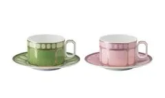 Rosenthal ROSENTHAL SWAROVSKI SIGNUM FERN + ROSE Sada šalků a podšálků na čaj pro 2 osoby