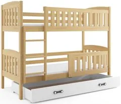 Importworld Dětská patrová postel Karla - 2 osoby, 90x200 s úložným prostorem – Borovice, Bílá