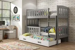 Importworld Dětská patrová postel Karla - 3 osoby, 90x200 s výsuvnou přistýlkou – Grafitová, Bílá