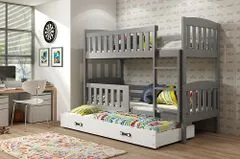 Importworld Dětská patrová postel Karla - 3 osoby, 80x190 s výsuvnou přistýlkou – Grafitová, Bílá