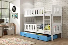 Importworld Dětská patrová postel Karla - 2 osoby, 90x200 s úložným prostorem – Bílá, Modrá