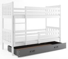 Importworld Patrová postel Miloslava - 2 osoby 80x190 s úložným prostorem – Bílá, Grafit