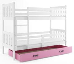 Importworld Patrová postel Miloslava - 2 osoby 80x190 s úložným prostorem – Bílá, Růžová