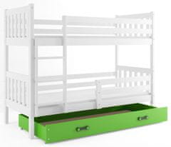 Importworld Patrová postel Miloslava - 2 osoby 80x190 s úložným prostorem – Bílá, Zelená