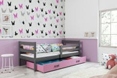 Importworld Dětská postel Liběna - 1 osoba, 80x190 s úložným prostorem – Grafit, Zelená