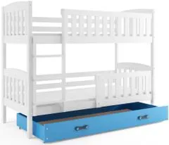 Importworld Dětská patrová postel Karla - 2 osoby, 90x200 s úložným prostorem – Bílá, Modrá
