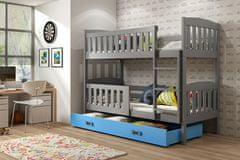 Importworld Dětská patrová postel Karla - 2 osoby, 80x190 s úložným prostorem – Grafitová, Modrá