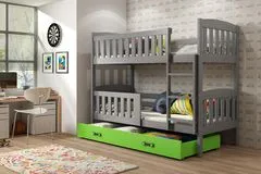 Importworld Dětská patrová postel Karla - 2 osoby, 80x190 s úložným prostorem – Grafitová, Zelená