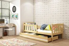 Importworld Dětská postel Karla - 1 osoba, 80x160 s úložným prostorem – Borovice, Bílá