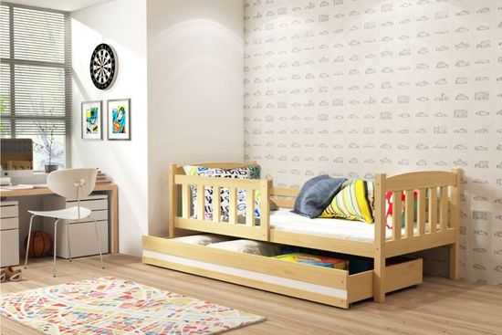 Importworld Dětská postel Karla - 1 osoba, 80x160 s úložným prostorem – Borovice, Bílá