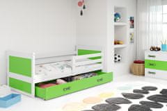 Importworld Dětská postel Klepino 1 90x200, s úložným prostorem - 1 osoba - Bílá, Zelená