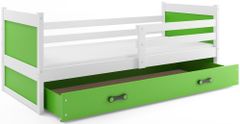 Importworld Dětská postel Klepino 1 90x200, s úložným prostorem - 1 osoba - Bílá, Zelená