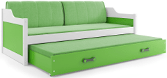 Importworld Dětská postel Josef - 2 osoby, 80x190 s výsuvnou přistýlkou – Bílá, Zelená