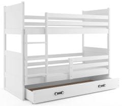 Importworld Dětská patrová postel Bohumír - 2 osoby, 80x190 s úložným prostorem – Bílá, Bílá