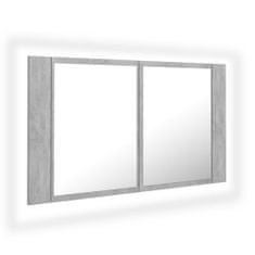 shumee LED koupelnová skřínka se zrcadlem betonově šedá 80x12x45 cm