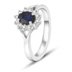 Beneto Exclusive Okouzlujicí prsten s modrým safírem SAFAGG4 (Obvod 58 mm)