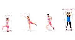 Merco Pilates Sticks posilovací tyč s gumou růžová