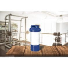 Elasto Shaker "Protein" Pro se třemi přihrádkami, Transparentní/Standardní modrá PP