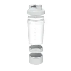 Elasto Shaker "Protein" Pro se dvěmi přihrádkami, Transparentní/Bílá