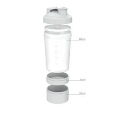 Elasto Shaker "Protein" Pro se dvěmi přihrádkami, Transparentní/Bílá