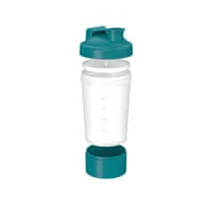 Elasto Shaker "Protein" Pro s přihrádkou, Transparentní/Modrozelená