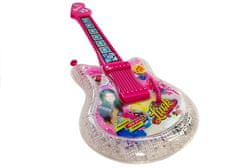 Dětská kytarová sada s mikrofonem a brýlemi růžová 51 cm