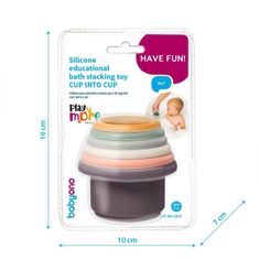 BABY ONO Silikonová edukační hračka do vany, CUP INTO CUP