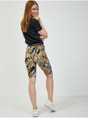 Versace Jeans Žluto-černé dámské vzorované krátké legíny Versace Jeans Couture XL