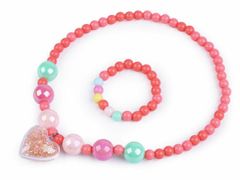 Kraftika 1sada růžová korálová dětská sada náhrdelník a náramek