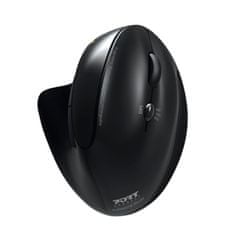 Port Designs PORT CONNECT ERGONOMIC RECHARGEABL, bezdrátová ergonomická myš, 2,4 Ghz & Bluetooth, USB-A/C, černá