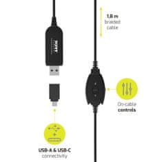 Port Designs PORT CONNECT - Stereo headset s mikrofonem, USB-A/USB-C, černá