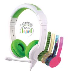 School+ dětská sluchátka s mikrofonem, zelená