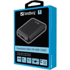 Sandberg Powerbank 15000mAh, USB-C PD 45W, černá