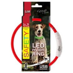 Dog Fantasy Obojek LED nylonový červený S-M