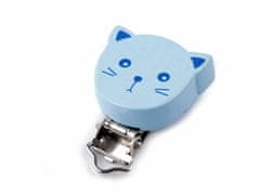 Kraftika 1ks 2 modrá světlá dětský klip dřevěný kočka