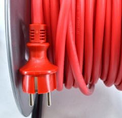 Kovový navíjecí prodlužovací kabel červený Heavy Duty 50M 3X2,5 Mm 16A / 3680W / Ip44