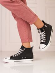 Amiatex Trendy tenisky dámské černé bez podpatku + Ponožky Gatta Calzino Strech, černé, 37