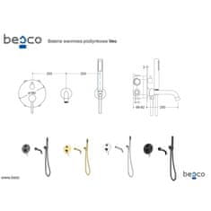 Besco Podomítkový 3-otvorový vanový set VEO černá
